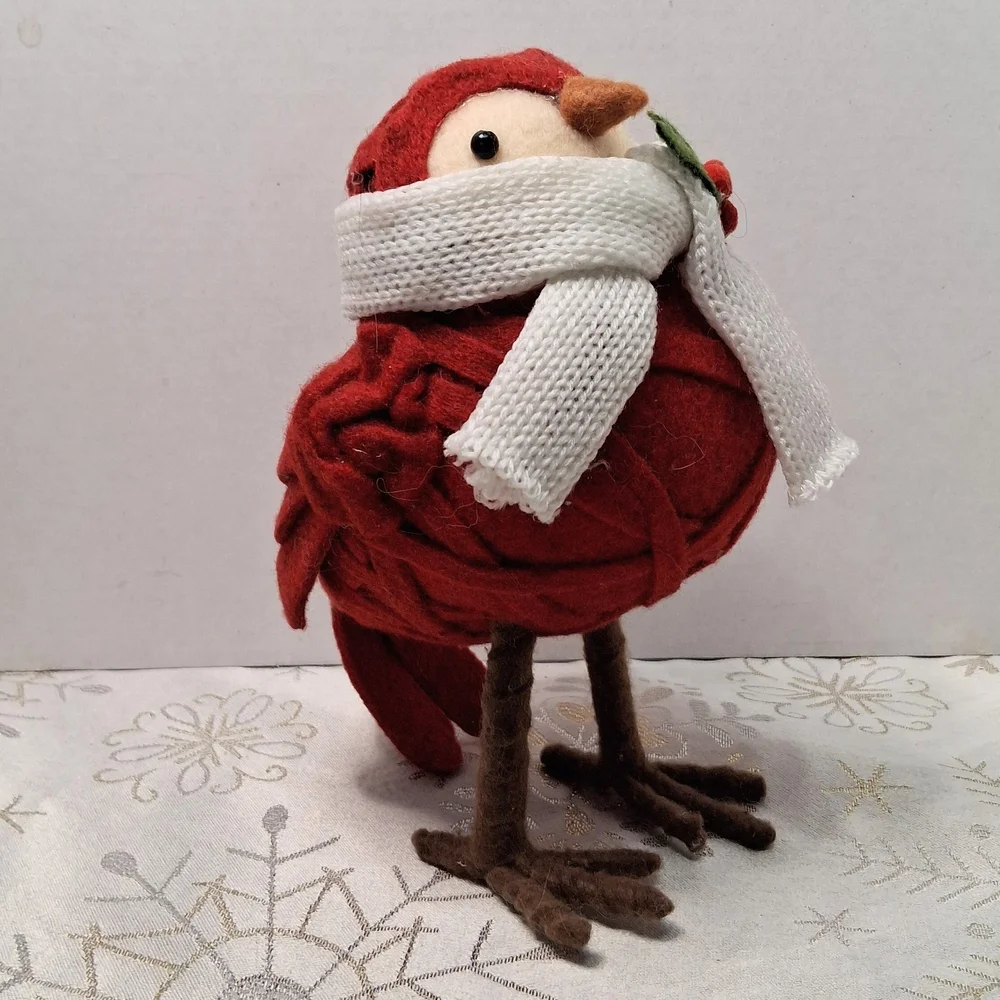 Red Bird Figurine White Scarf & Mistletoe Winter Holiday Decor Target Wondershop